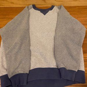 Chap's multi color gray with blue cuffs and neck crew neck sweatshirt- womens